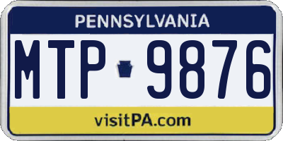 PA license plate MTP9876