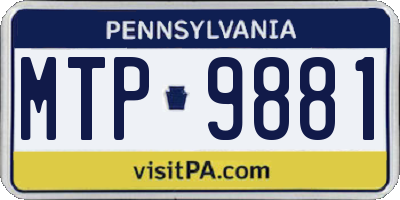 PA license plate MTP9881