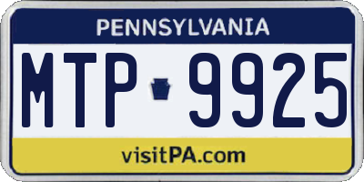 PA license plate MTP9925