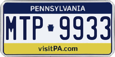 PA license plate MTP9933