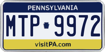 PA license plate MTP9972