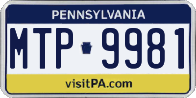 PA license plate MTP9981
