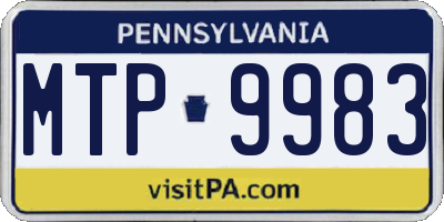 PA license plate MTP9983