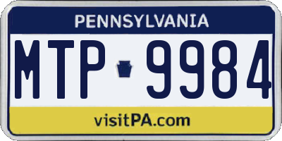 PA license plate MTP9984