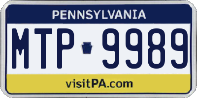 PA license plate MTP9989