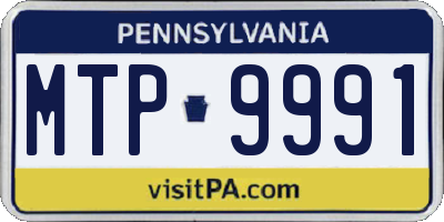 PA license plate MTP9991