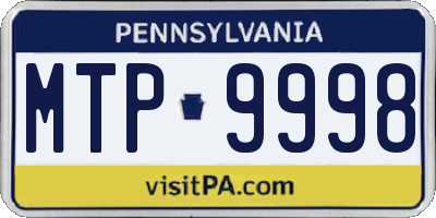PA license plate MTP9998