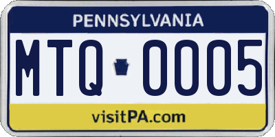 PA license plate MTQ0005