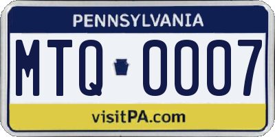 PA license plate MTQ0007