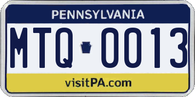 PA license plate MTQ0013