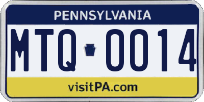 PA license plate MTQ0014