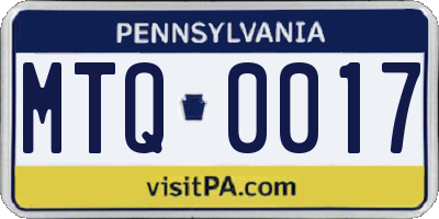 PA license plate MTQ0017