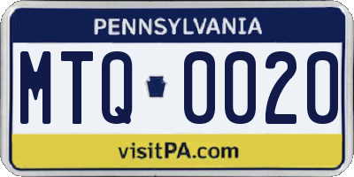 PA license plate MTQ0020
