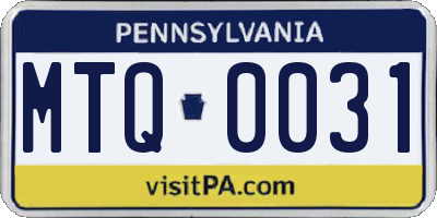 PA license plate MTQ0031