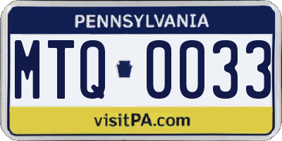 PA license plate MTQ0033