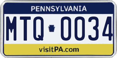 PA license plate MTQ0034