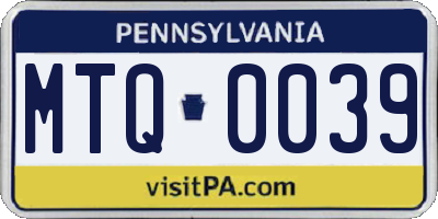 PA license plate MTQ0039