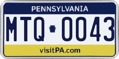 PA license plate MTQ0043