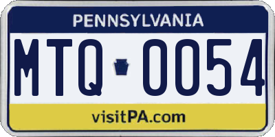 PA license plate MTQ0054