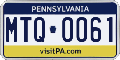 PA license plate MTQ0061
