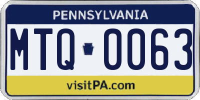 PA license plate MTQ0063