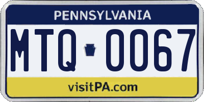 PA license plate MTQ0067