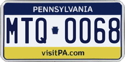 PA license plate MTQ0068