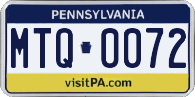 PA license plate MTQ0072