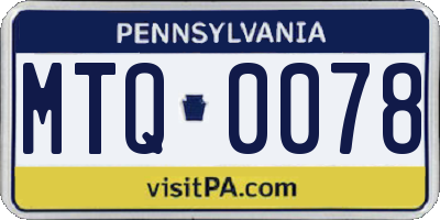 PA license plate MTQ0078