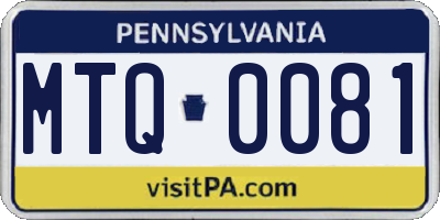 PA license plate MTQ0081