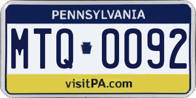 PA license plate MTQ0092