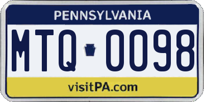 PA license plate MTQ0098
