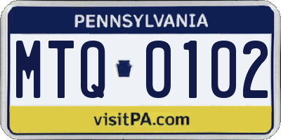 PA license plate MTQ0102