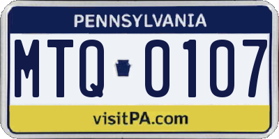 PA license plate MTQ0107