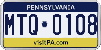 PA license plate MTQ0108