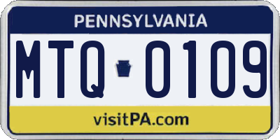 PA license plate MTQ0109