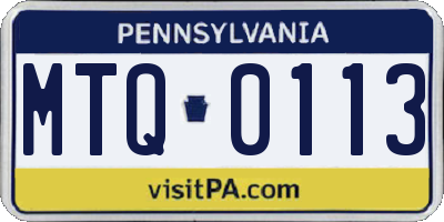 PA license plate MTQ0113