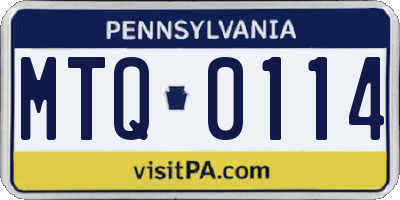 PA license plate MTQ0114