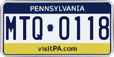 PA license plate MTQ0118