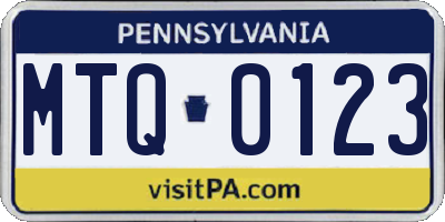 PA license plate MTQ0123
