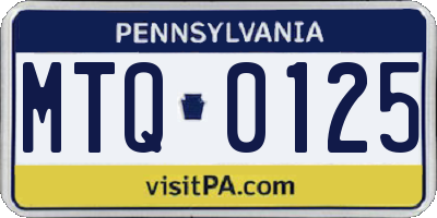 PA license plate MTQ0125
