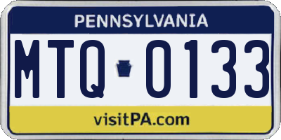 PA license plate MTQ0133