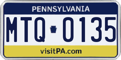 PA license plate MTQ0135