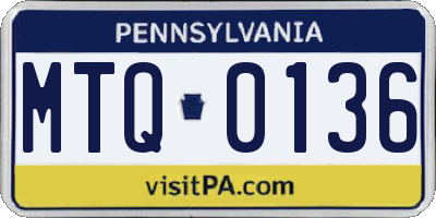 PA license plate MTQ0136