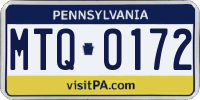 PA license plate MTQ0172
