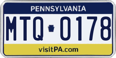 PA license plate MTQ0178