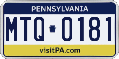 PA license plate MTQ0181