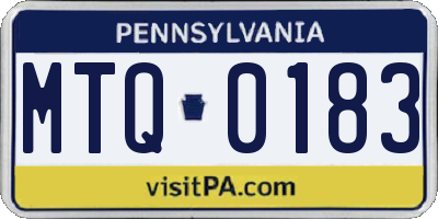 PA license plate MTQ0183