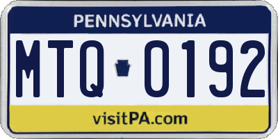PA license plate MTQ0192