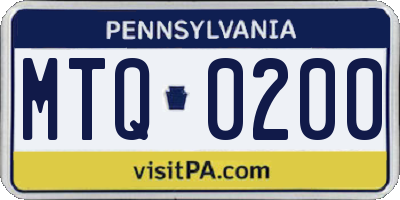 PA license plate MTQ0200